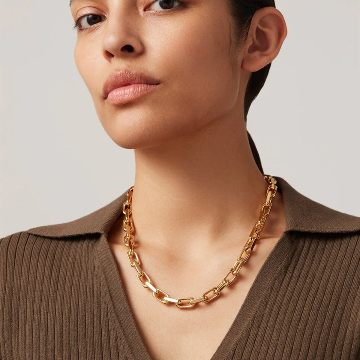 18K gold thick chain design simple and elegant necklace