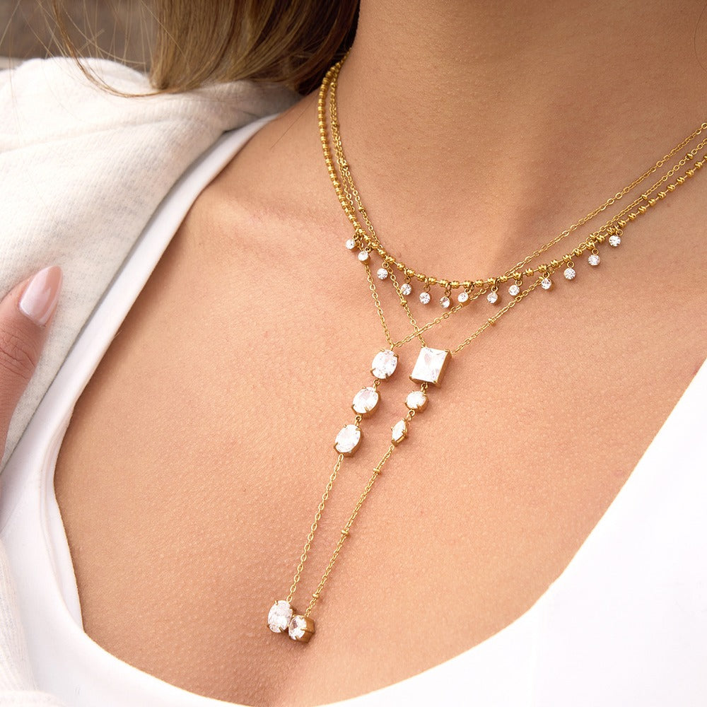 Pearl Zircon Y Necklace Collection