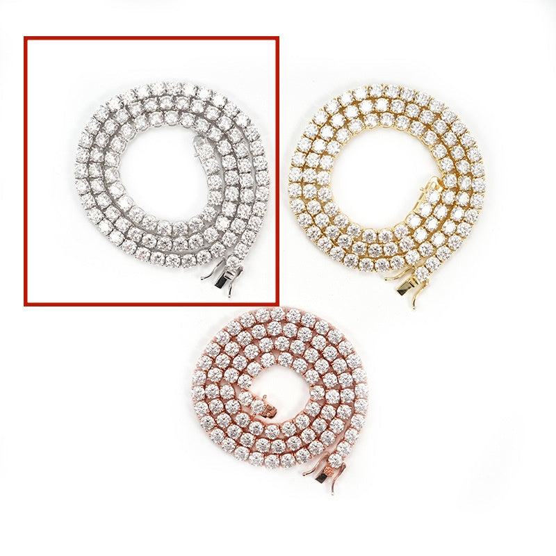 5mm Single-stone Moissanite Hip-hop Tennis Chain