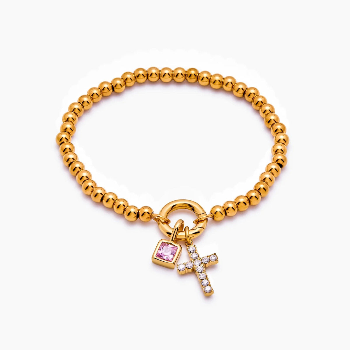 Stainless Steel 18K Vacuum Plated Round Bead Bracelet