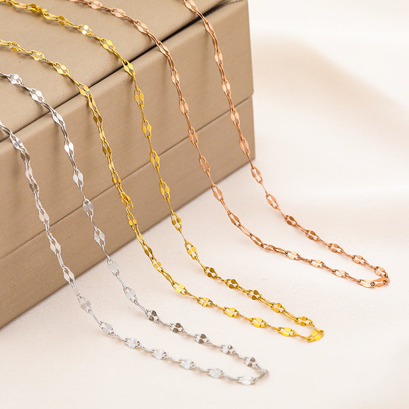 Source Wholesale Stainless Steel Lip Necklace Plated With 18K Gold Versatile Non-Fading DIY Accessories With Chain Titanium Steel Chain