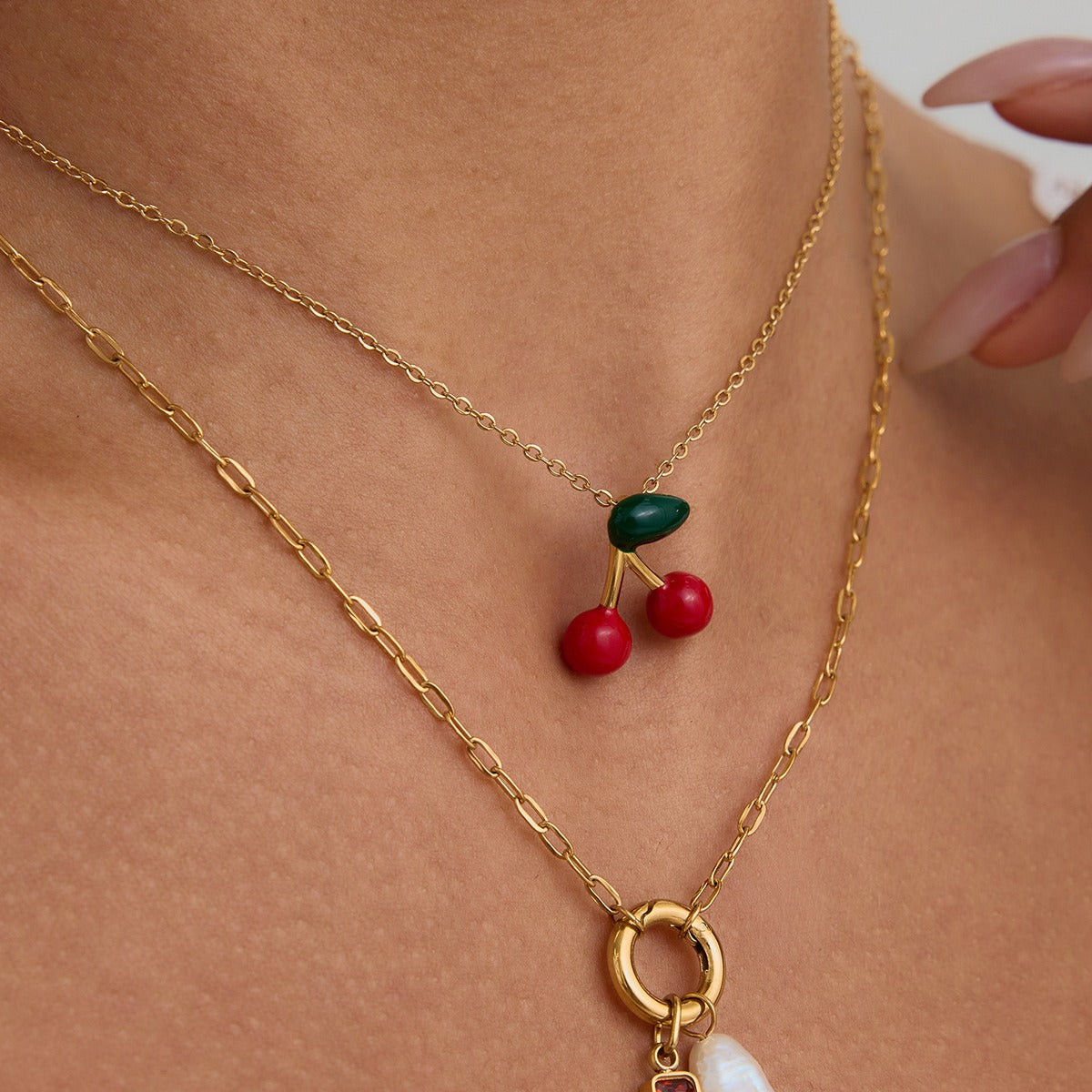 18K Gold Cherry Shaped Beautiful Personalized Necklace