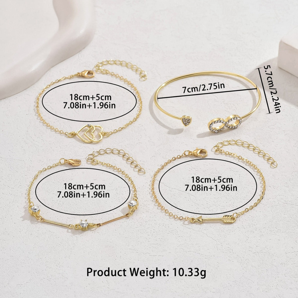 Ins Japanese And Korean Wind New Ladies Bracelet Suit Niche Love Wear Arrow Design Bracelet Multiple Bracelets Wholesale