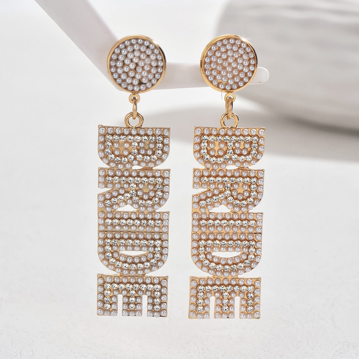 Sweet Korean Style Korean Style Style Pearl Earrings All-Match English Letter Niche Design Earrings Elegant Earrings