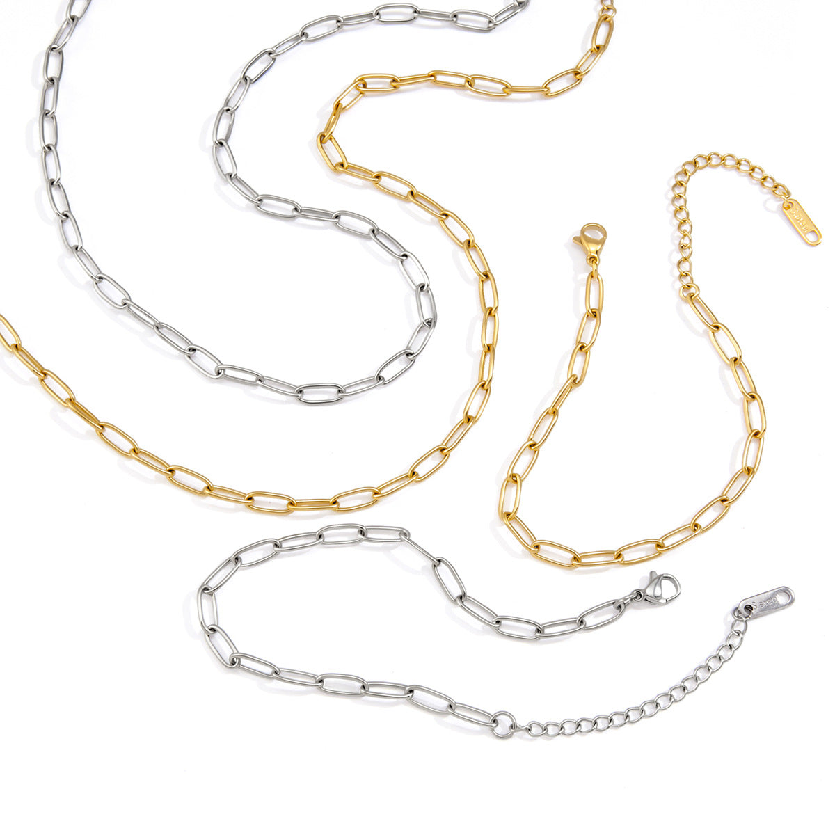 Silver Chain Bracelet and Necklace Collection