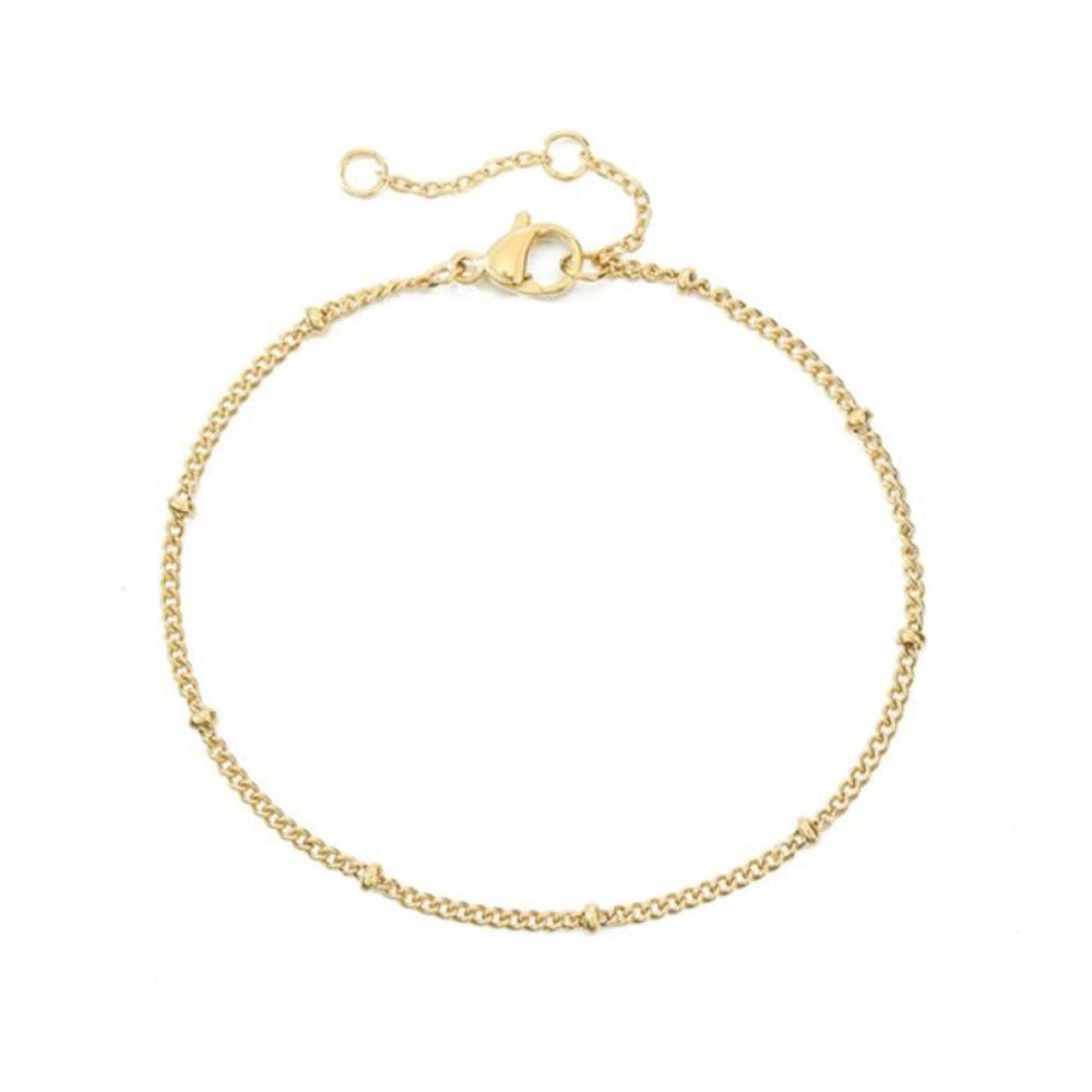 Stainless Steel Gold-colored Beaded Bracelet For Women