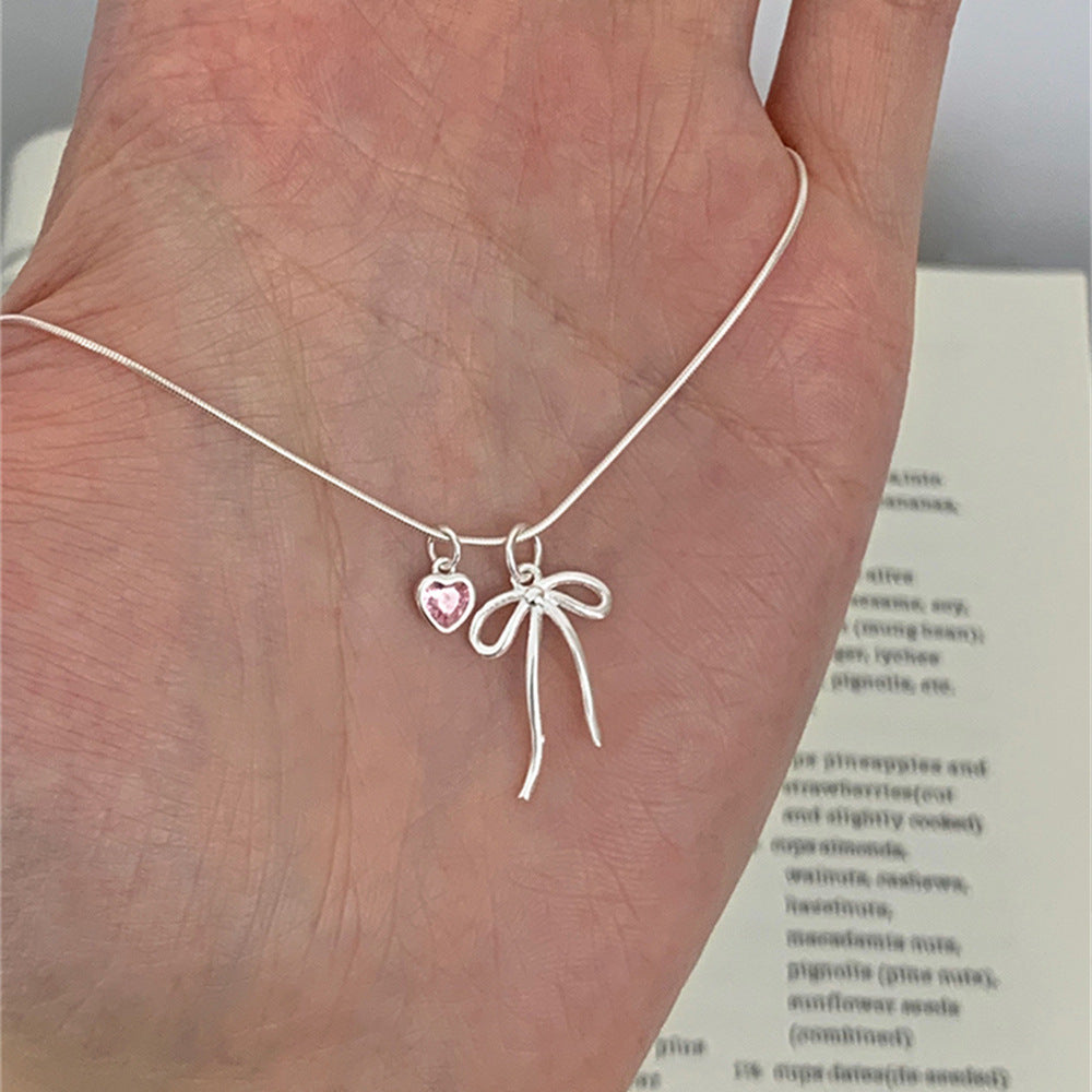 Daily Versatile S925 Sterling Silver Aquamarine Butterfly Necklace For Women, Non-Fading, Niche, High-End, Accessible Luxury Clavicle Chain New