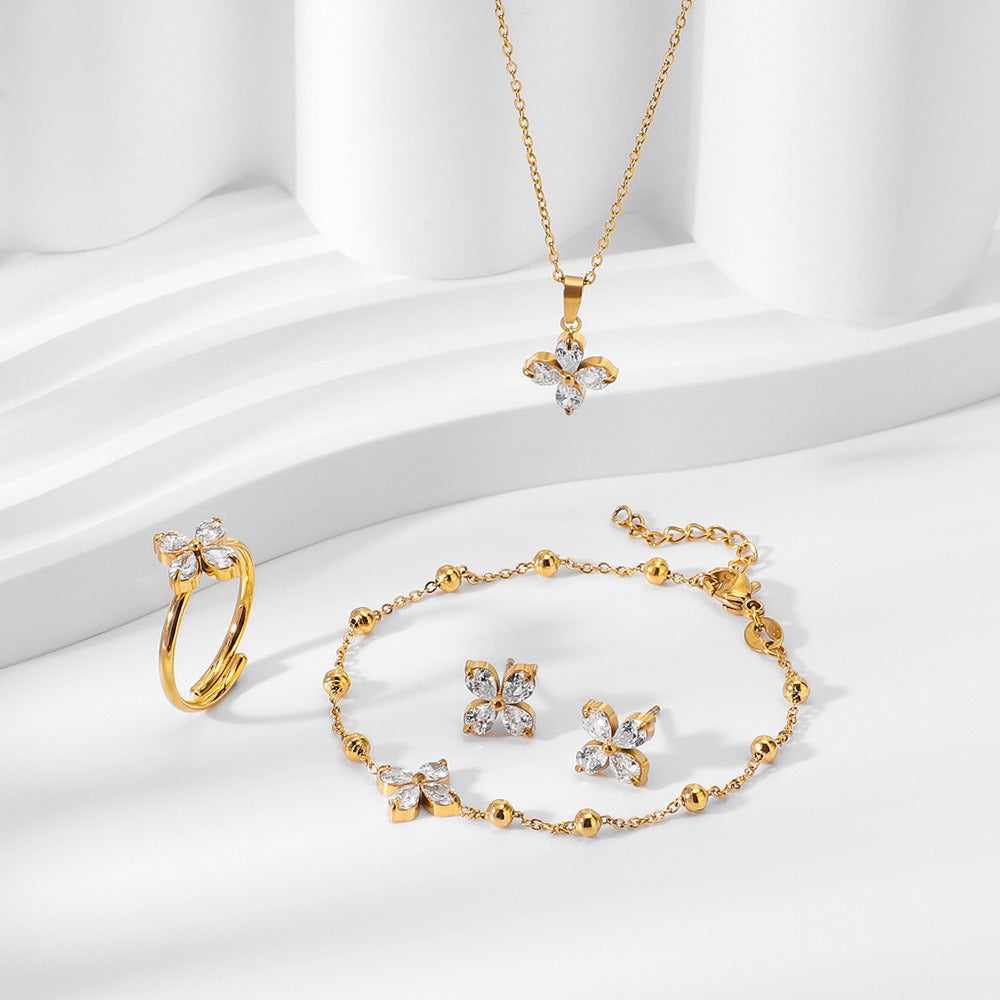 Light luxury elegant zircon women's bracelet jewelry set