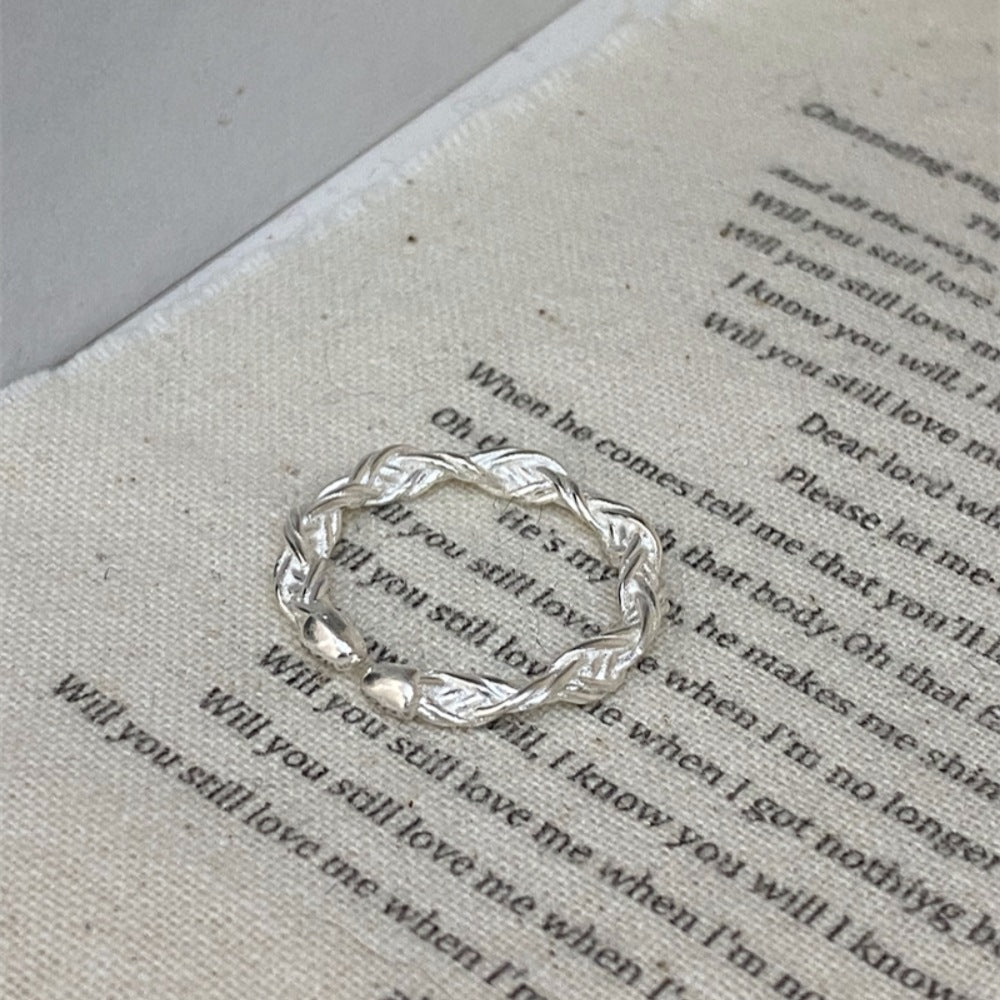Light Luxury 925 Sterling Silver Plain Band Zircon Ring, Ladies Niche Heavy Craft Stackable Ring, Tarnish Resistant Wholesale