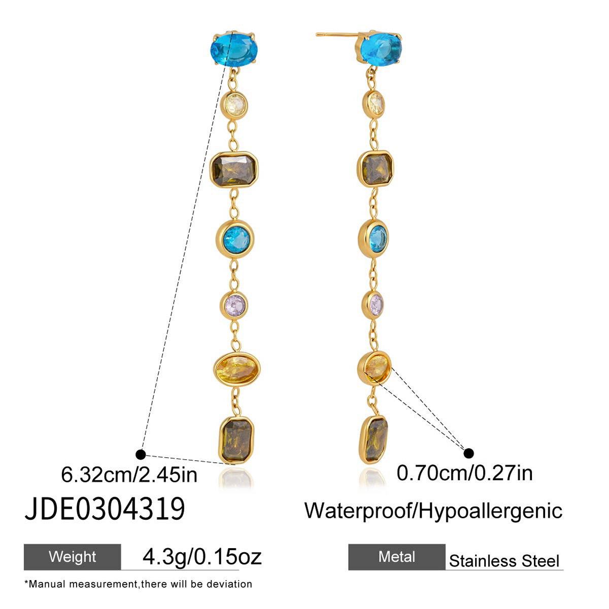 Color Zircon Tassel Earrings Collection