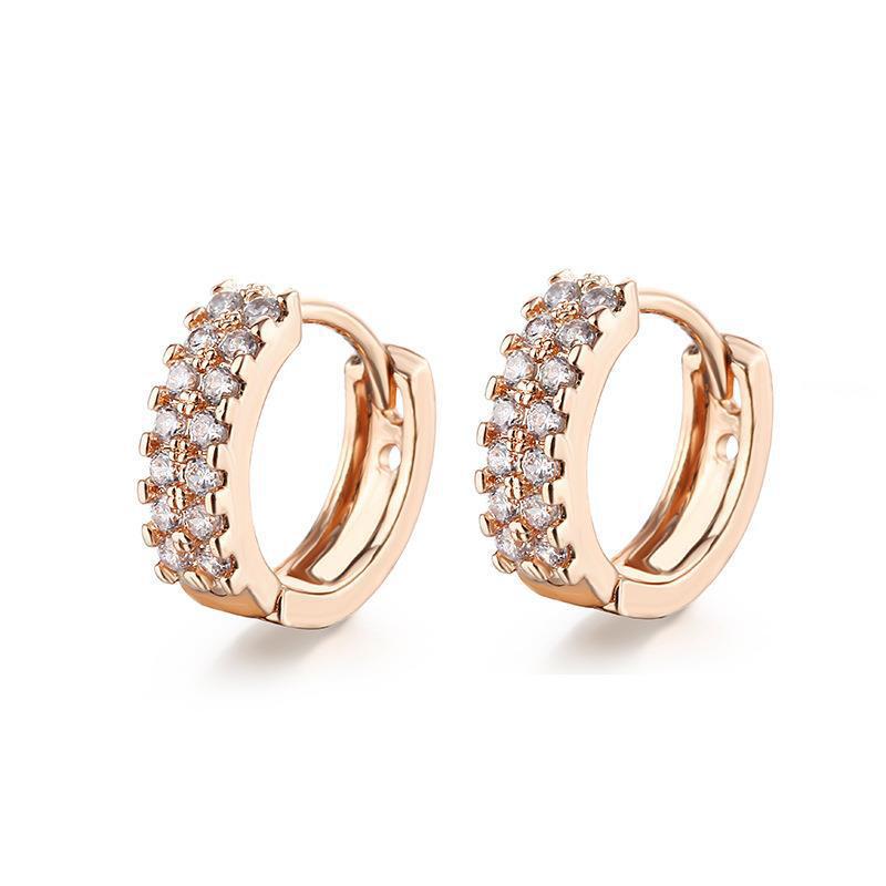 Cross-Border Gold-Plated Copper Ins Earrings For Women, Inlaid With Aaa Zircon, Versatile And Fashionable High-End Earrings, Jewelry Wholesale