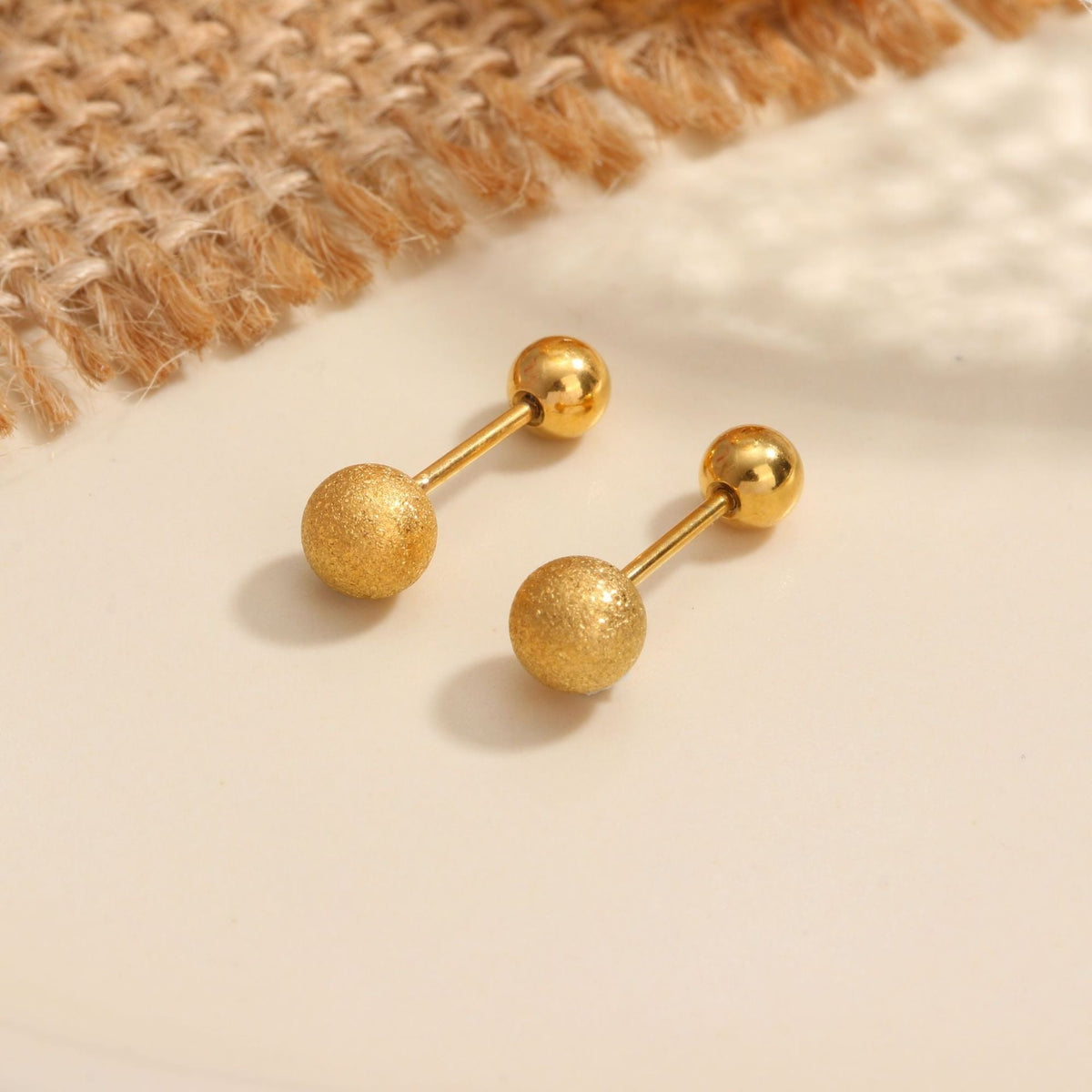 18K gold geometric inlaid gemstone design high-end earrings