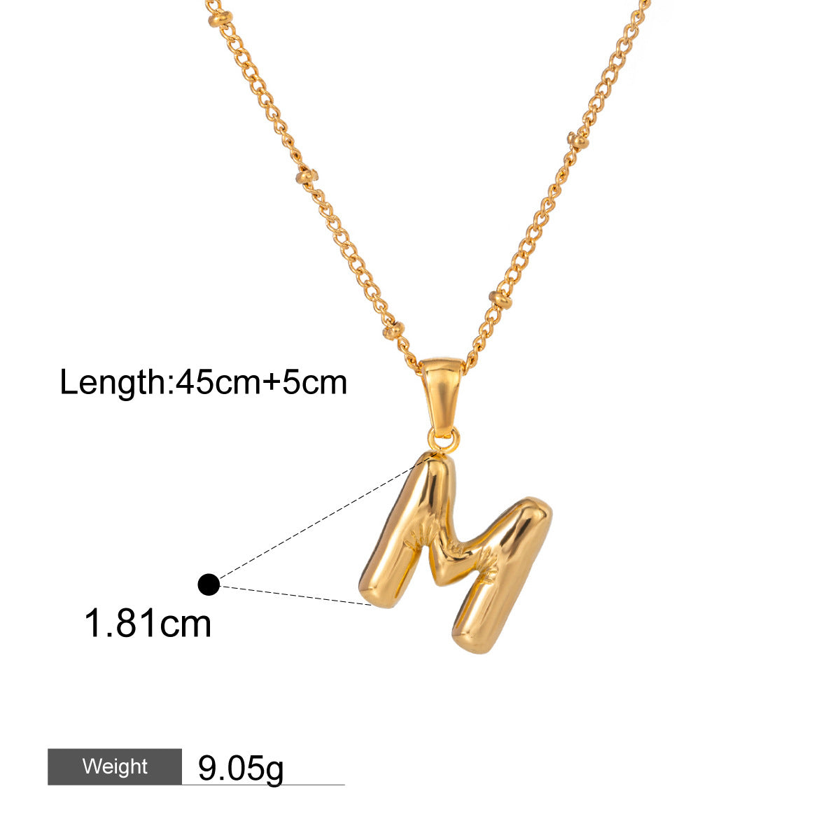18K gold letters with birthstone design beautiful and dazzling necklace