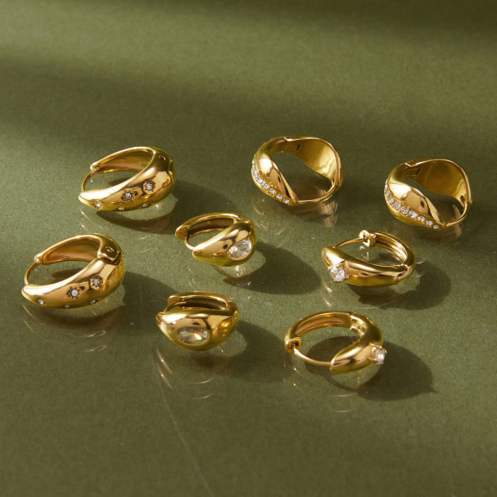 Mixed Shape Zircon Hoop Earrings Assortment