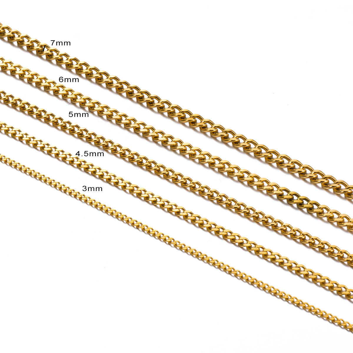Stainless Steel Single-Woven Double-Sided Polished Necklace, Single Vacuum Electroplated Men's Accessory Chain, Side-Polished And Non-Fading