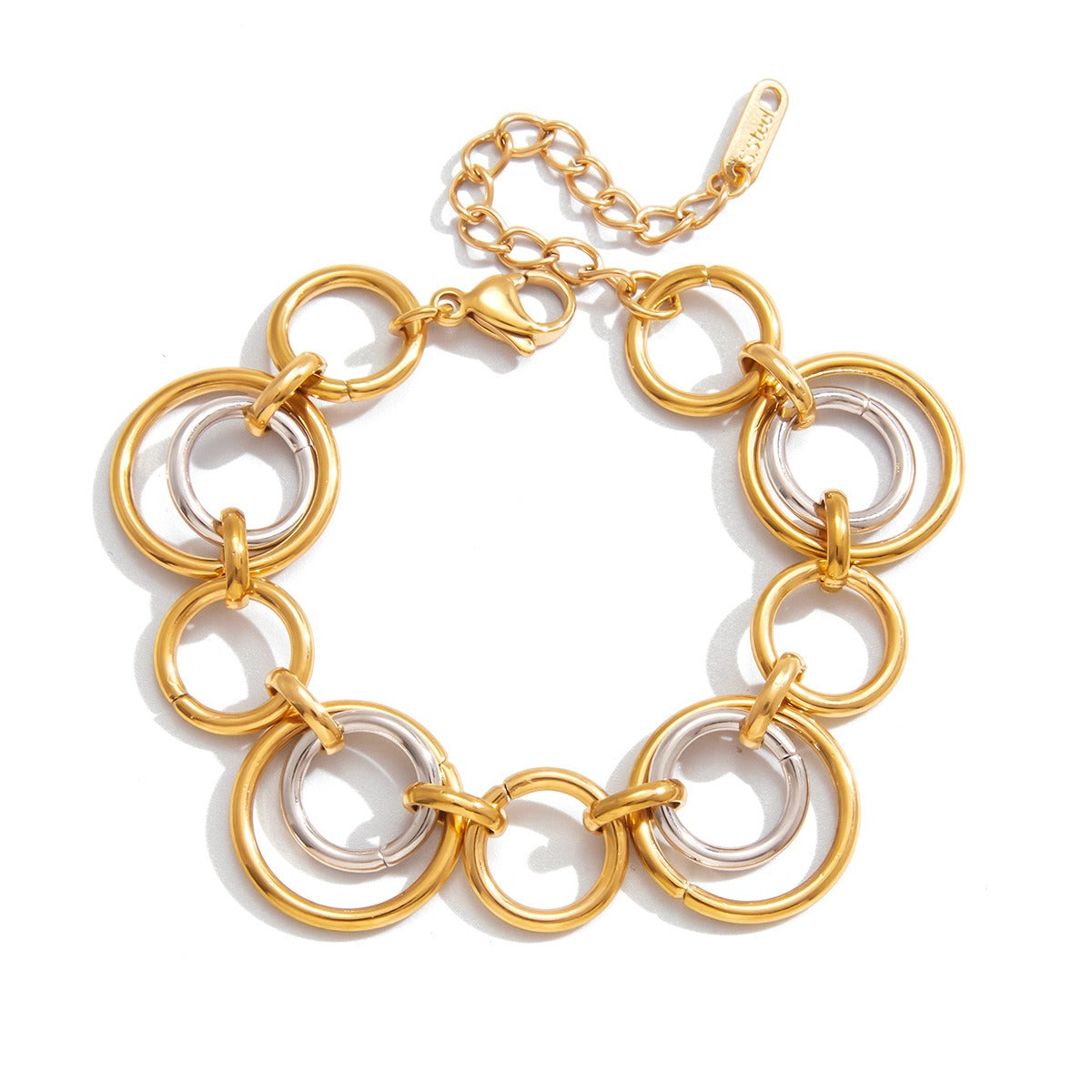 18K gold and S925 silver multi-strand bracelet with contrasting colors.