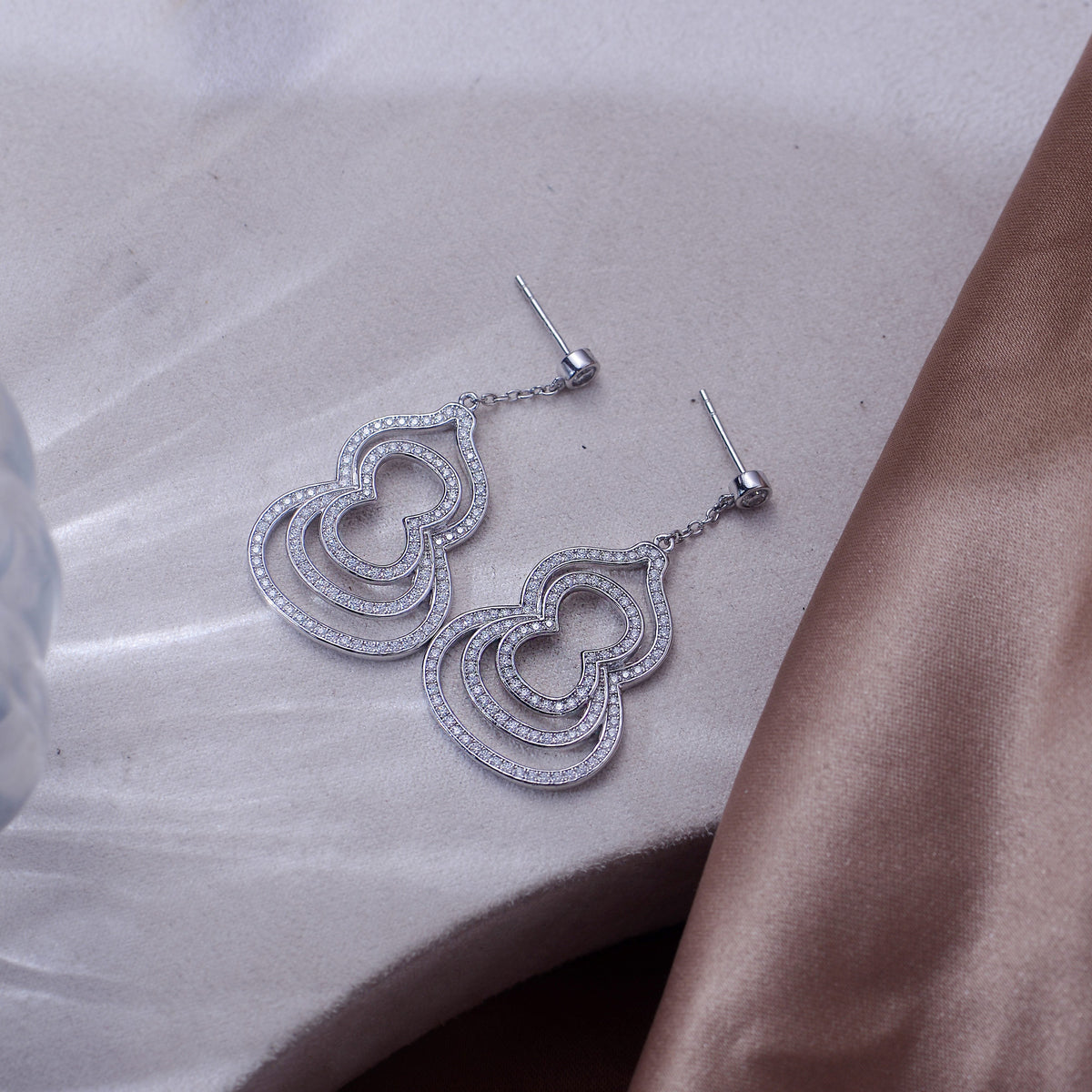 S925 Sterling Silver Moissanite Dangle Earrings For Women Layered Hollow Teardrop Drop Earrings With GRA Certificate Platinum Plated Elegant Jewelry Gift Box Set