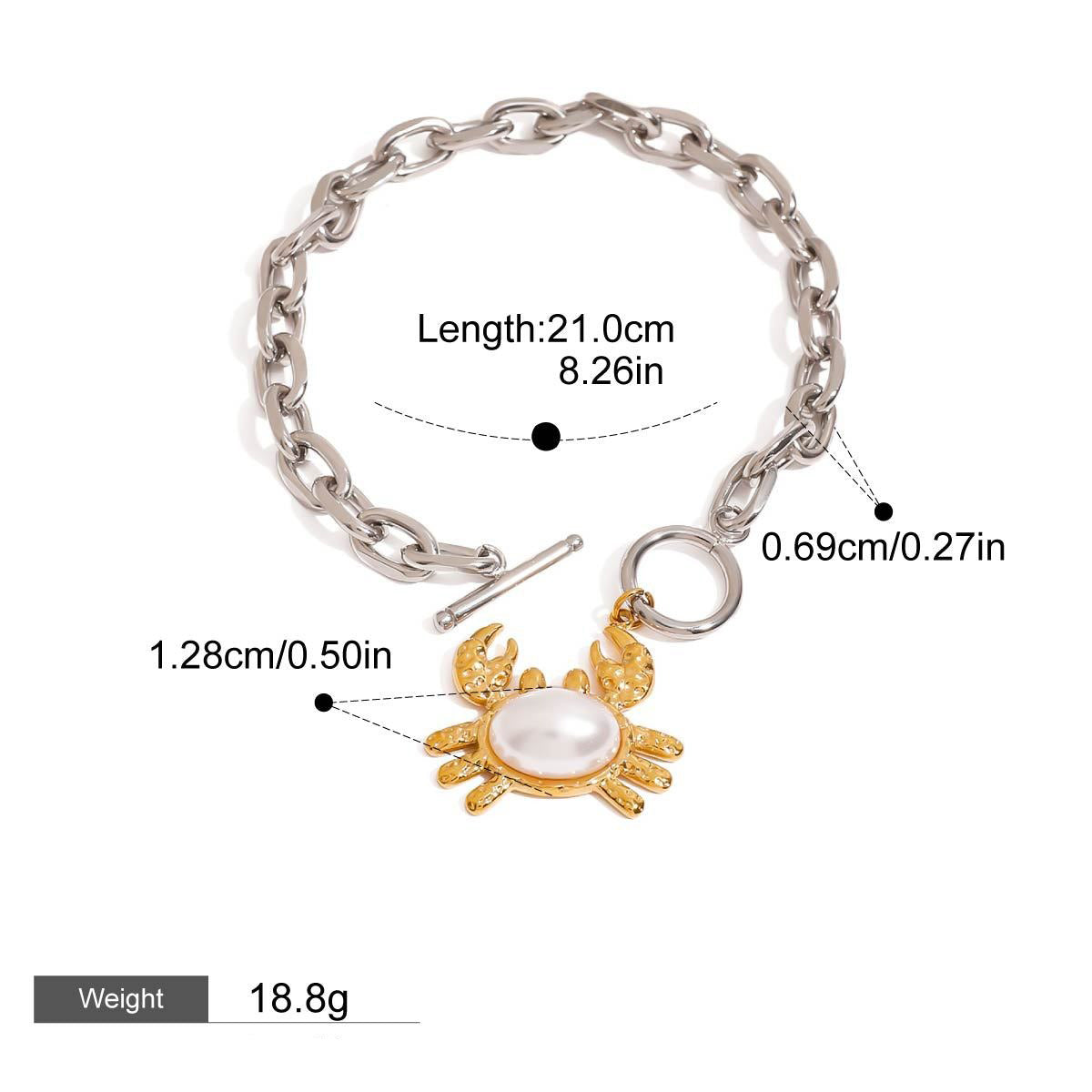 18K gold crab-shaped inlaid pearl design light luxury noble earring necklace bracelet set