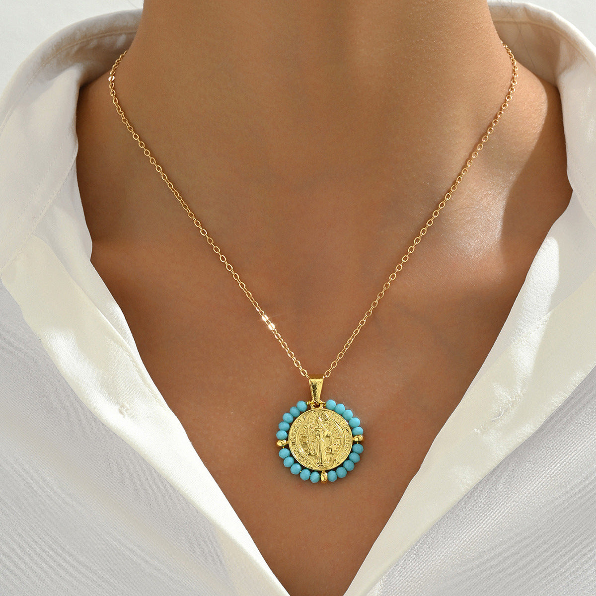 Simple Personality Bohemian Style Women Necklace Niche High-end Beaded Design Collarbone Chain Fashion Jewelry