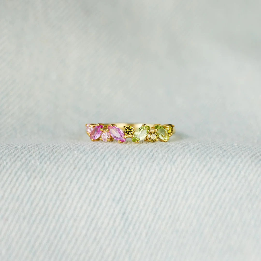 Women's Colorful Zircon Geometric Ring