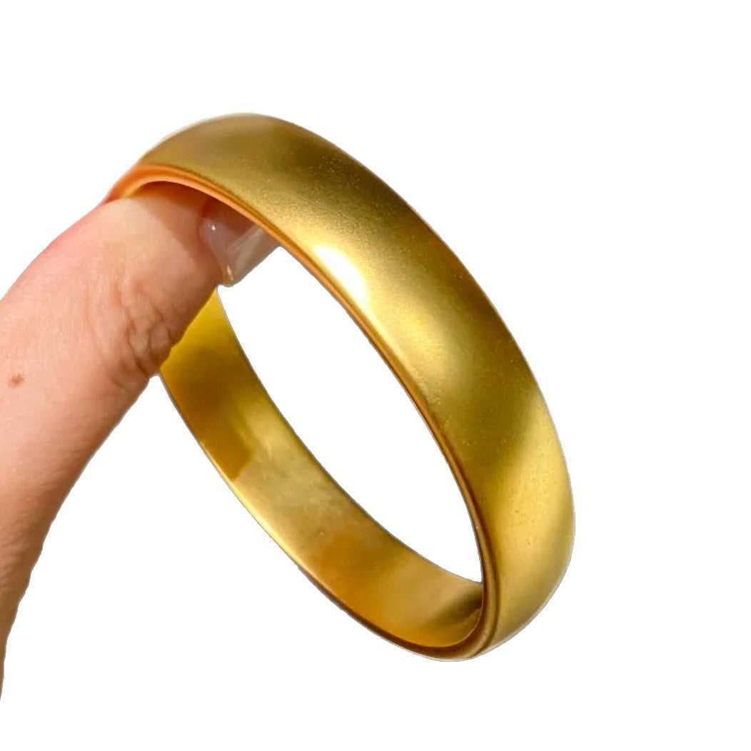 Real Gold 24K Vacuum Plating Strong Color Retention New Chinese Style Traditional Plain Ring 10mm Tire Bracelet For Women