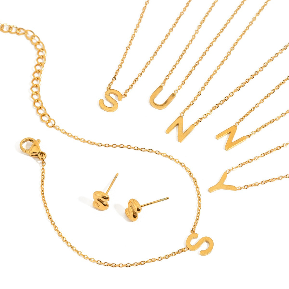 18K gold 26 letters design classic personality necklace