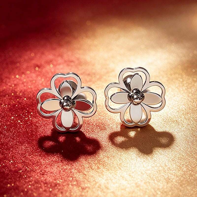 Designed Three-dimensional Matte Clover Drop Earrings With Tassels For Women