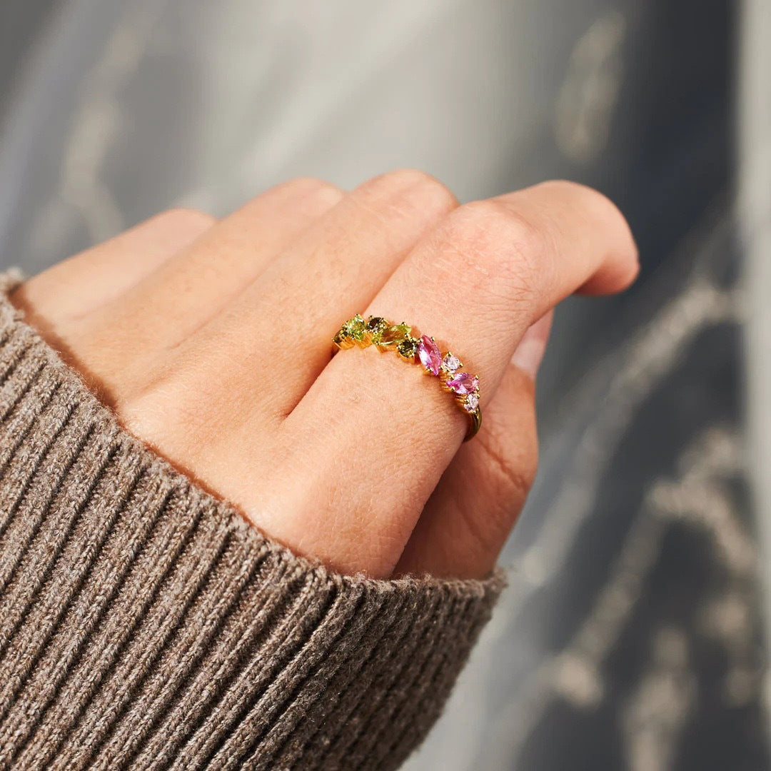 Women's Colorful Zircon Geometric Ring
