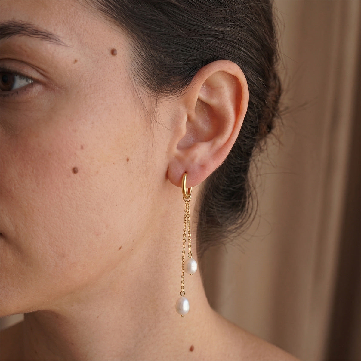 Pearl Chain Drop Earrings Collection