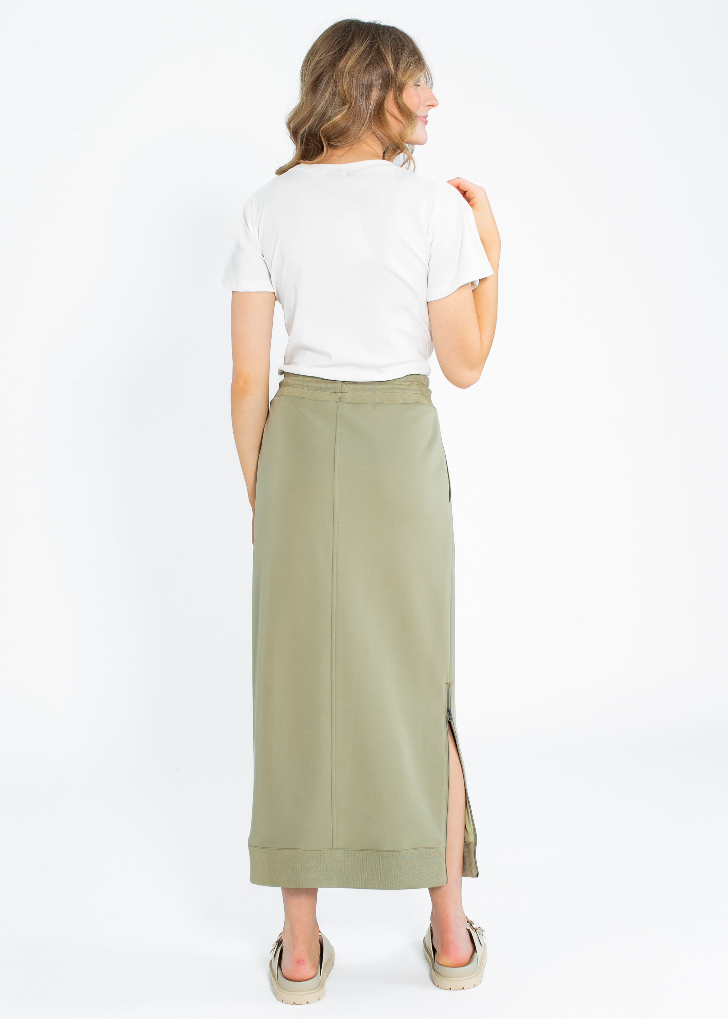 Bradi Side Zipper Athletic Midi Skirt