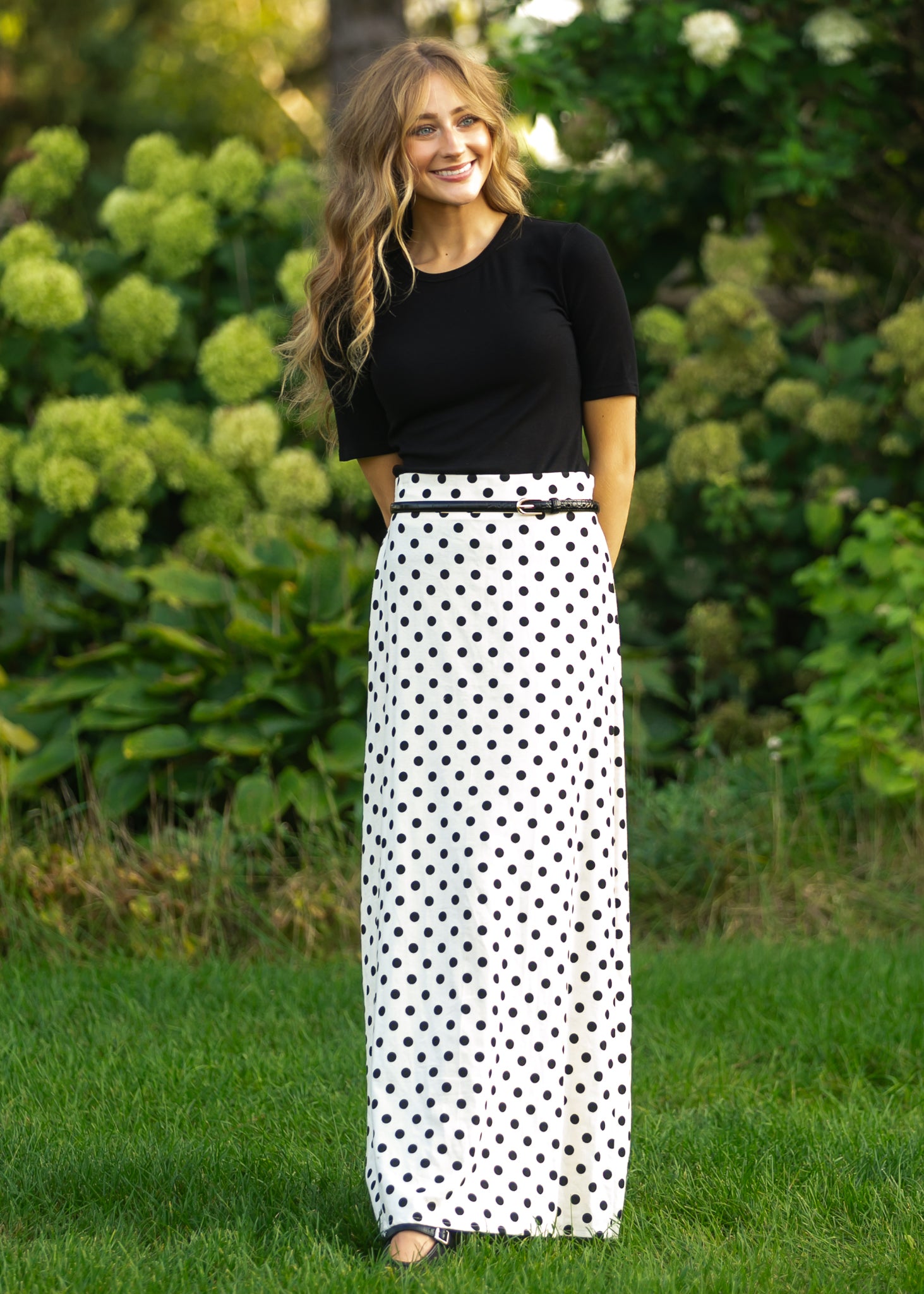 Braylyn Polka Dot Maxi Skirt
