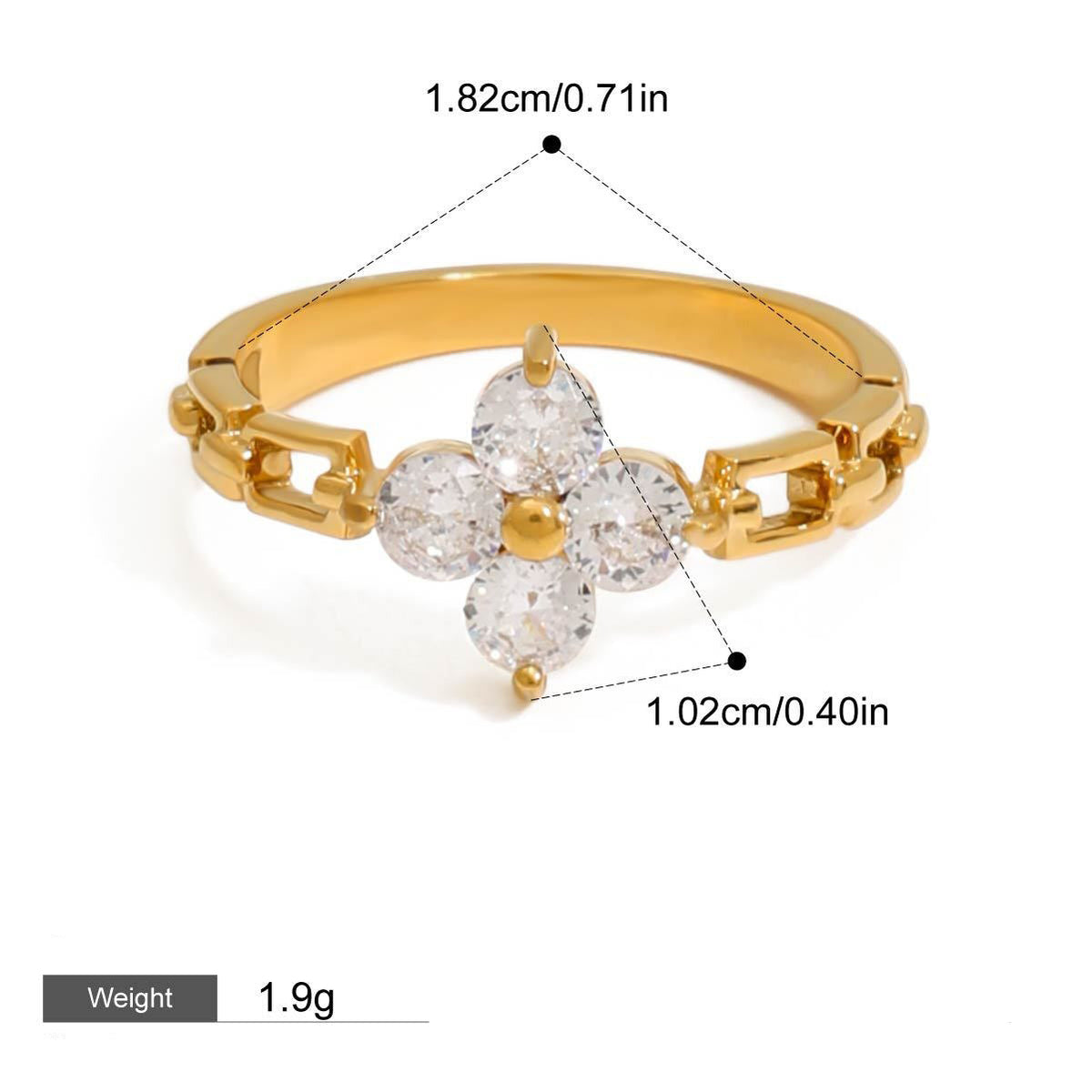 18K gold flower-shaped gemstone-set ring with exquisite design and dazzling