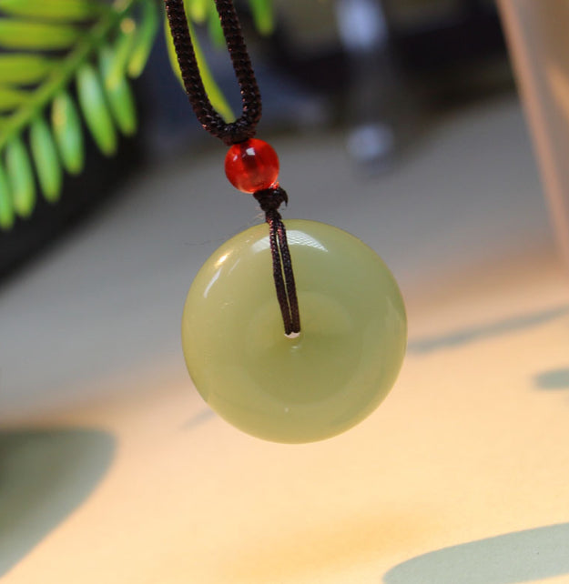 Hetian Jade Peace Pendant Buckle Necklace