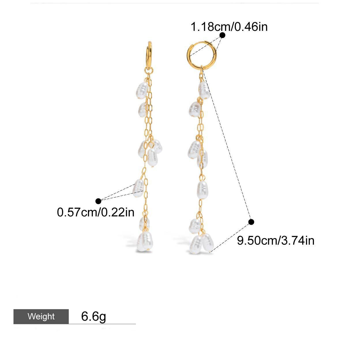 18K gold conch-shaped earrings with pearl tassels, exquisite and noble design