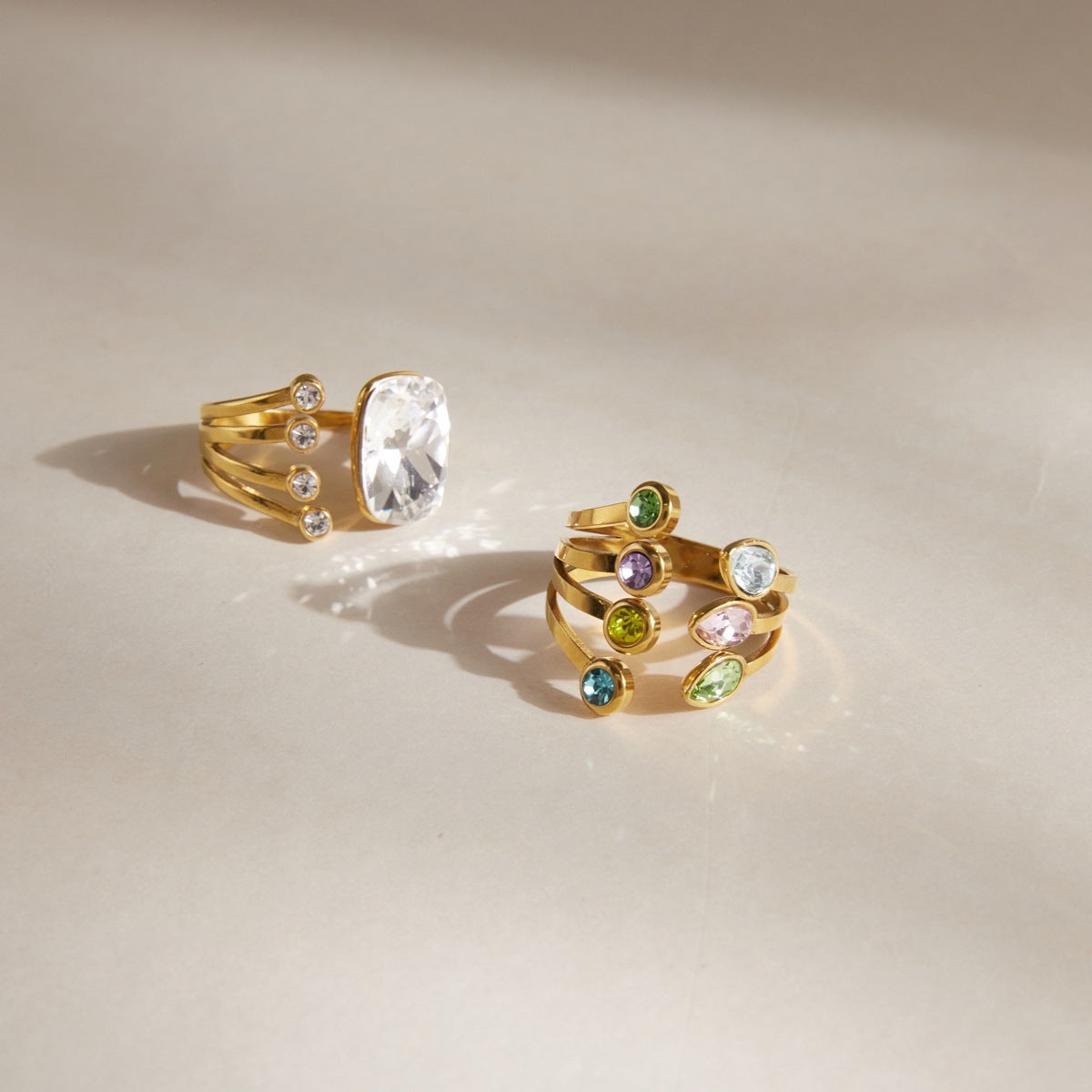 Color Zircon Open Ring Collection