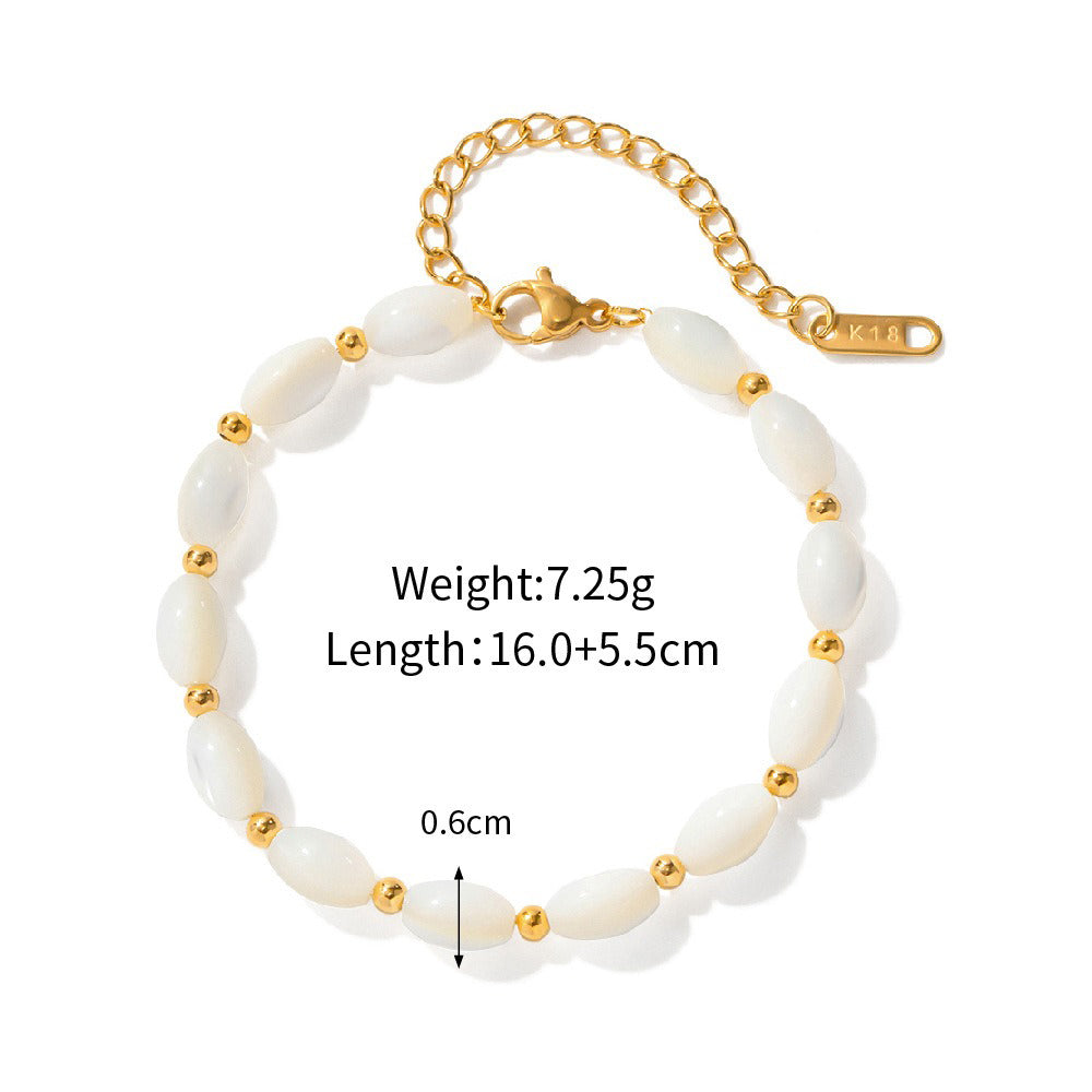 18K gold ocean element inlaid pearl design trendy unique earrings necklace bracelet ring set
