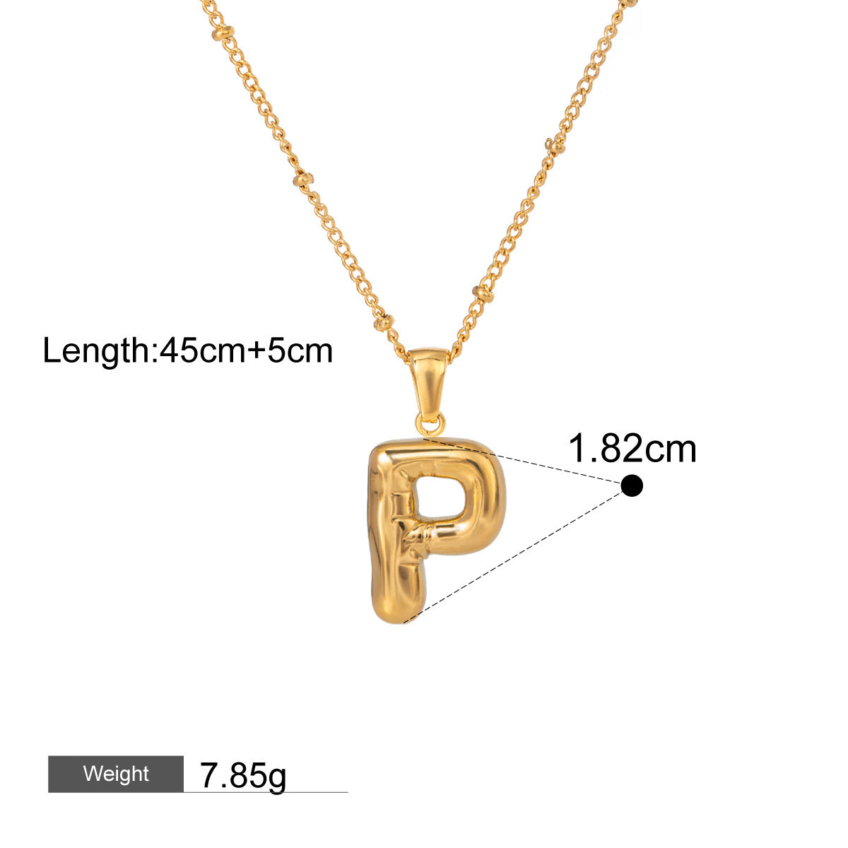 18K gold birthstone with letter design elegant necklace