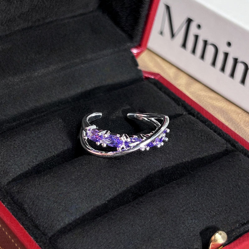 Light Luxury High Sense Full Zircon Stackable Ring, Super Sparkly Fairy Style Pave Zircon Open Adjustable Ring, Niche Exquisite Designed Band Ring