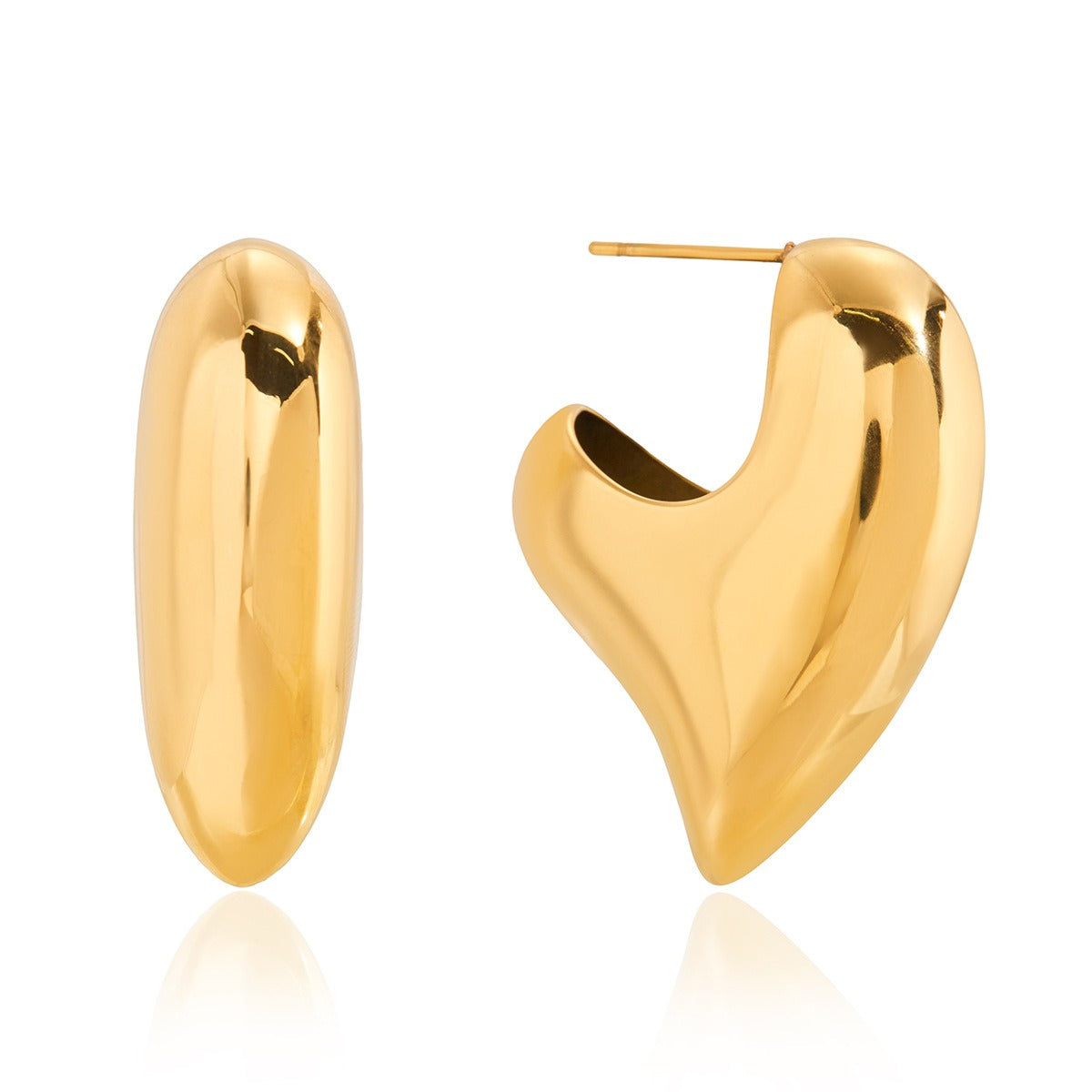 18K gold heart-shaped titanium steel stud earrings