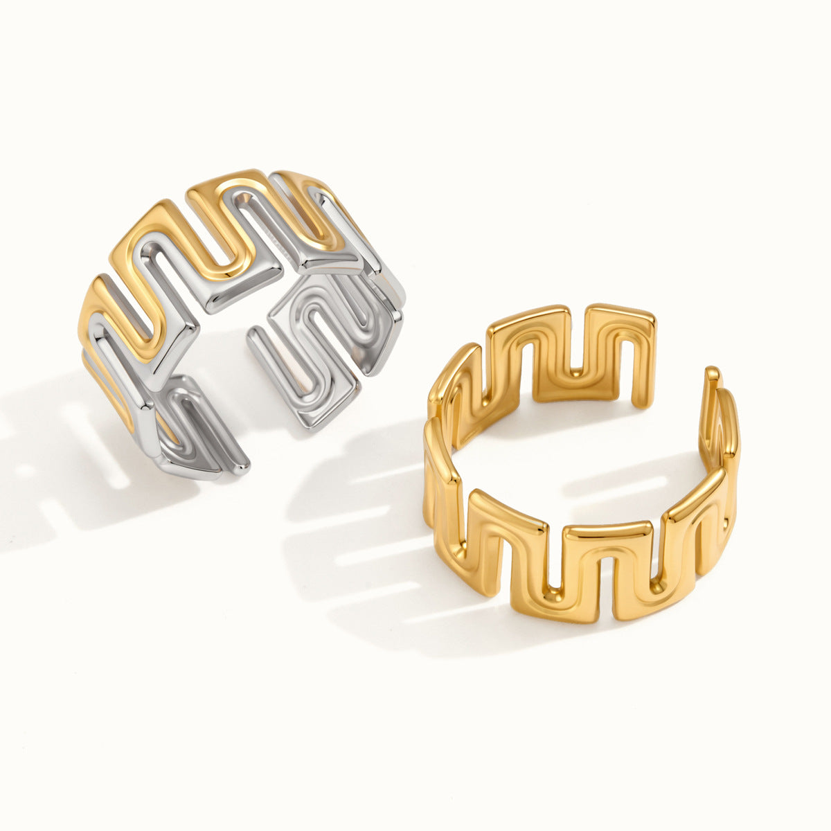 Geometric Cutout Band Ring Collection