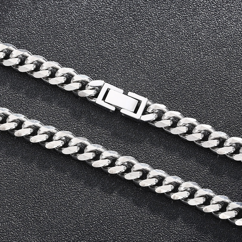 Polished Stainless Steel Cuban Chain Necklace