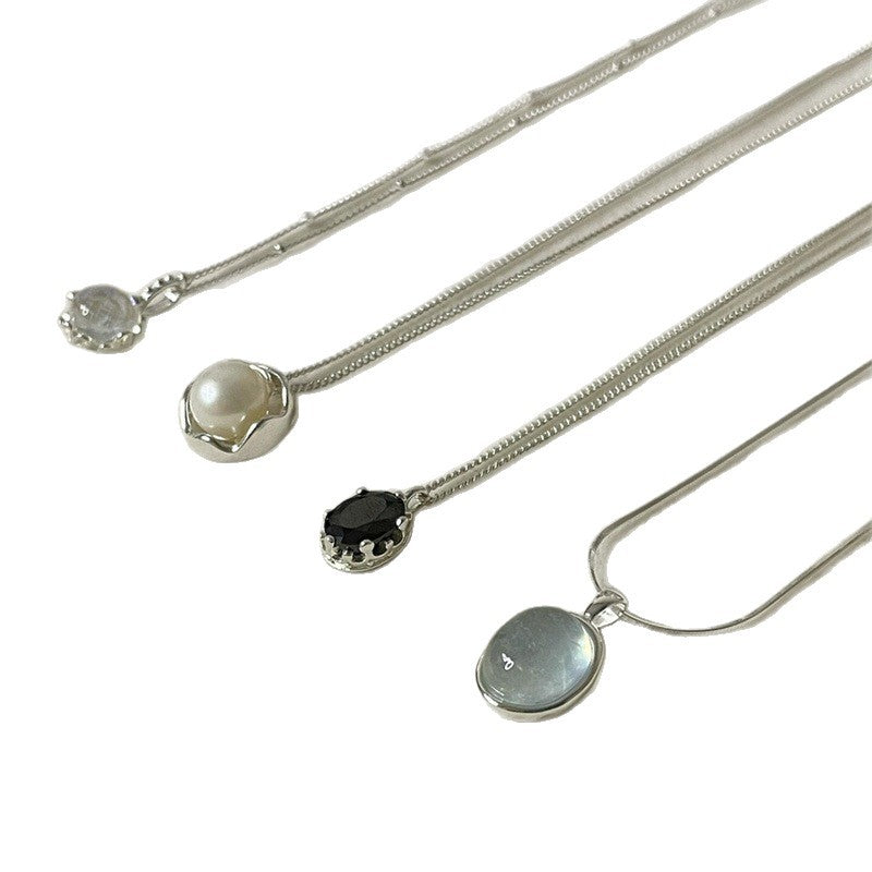 Daily Versatile S925 Sterling Silver Aquamarine Butterfly Necklace For Women, Non-Fading, Niche, High-End, Accessible Luxury Clavicle Chain New