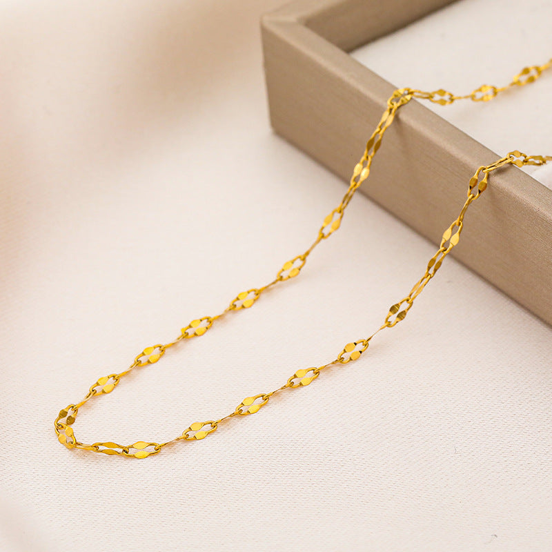 Source Wholesale Stainless Steel Lip Necklace Plated With 18K Gold Versatile Non-Fading DIY Accessories With Chain Titanium Steel Chain