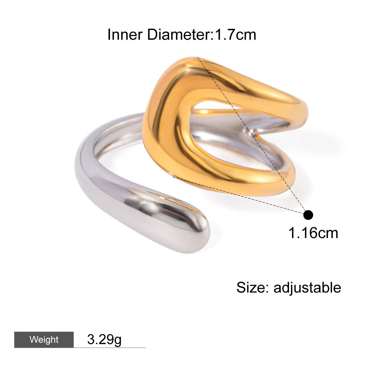 18K gold heart shape with gold and silver color matching design trendy personality necklace bracelet ring earrings set
