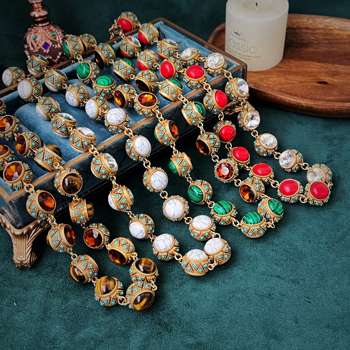 Vintage Heavy-work Malachite Necklace For Women