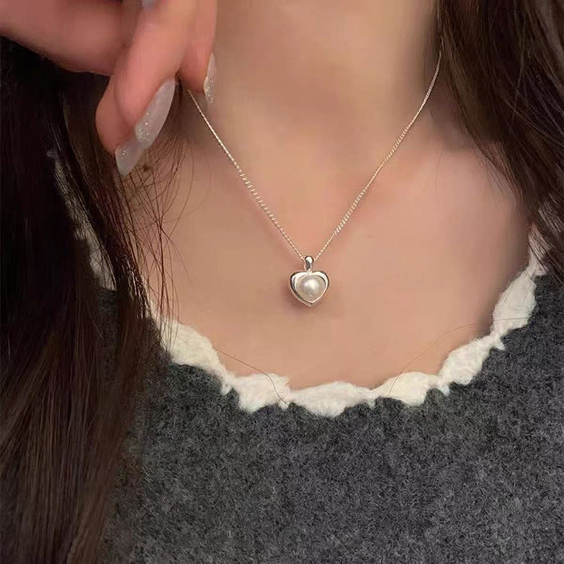 S925 Sterling Silver Pearl Necklace For Women, Niche Design, Light Luxury, Stylish And Versatile, High-End Clavicle Chain Accessory, Trendy