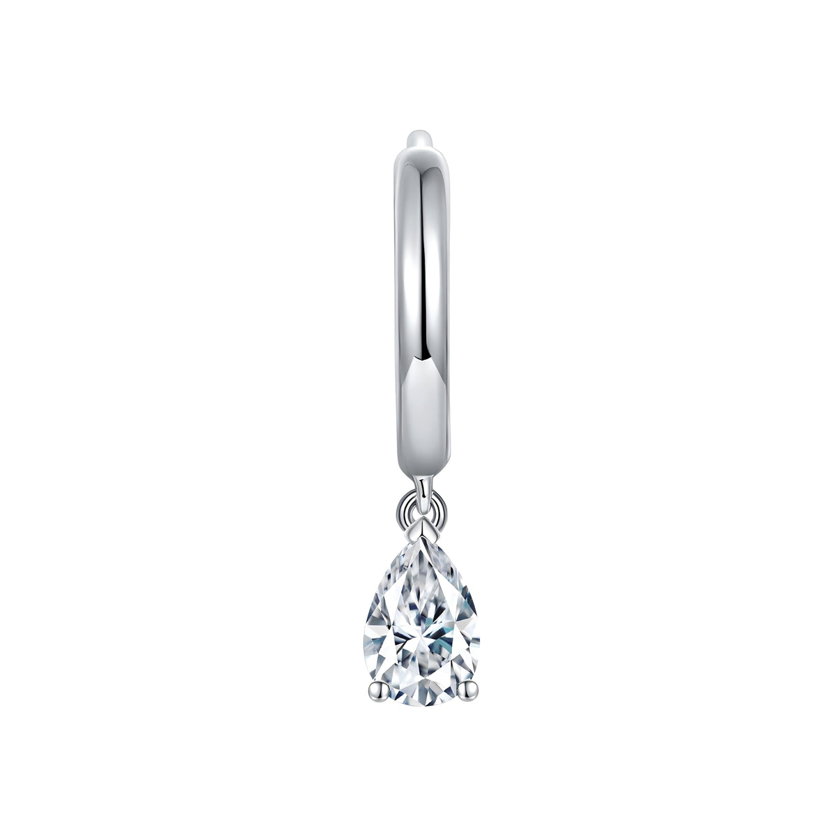 S925 Sterling Silver 4x6mm Pear Cut Moissanite Hoop Earrings Platinum Plated Dangle Huggie Earrings With GRA Certificate Elegant Jewelry Gift Box Set For Women