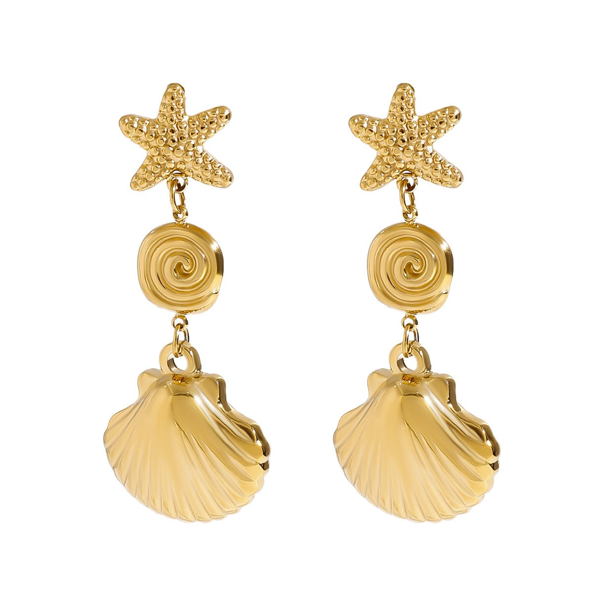 18K gold shells with tassel design exquisite and noble earrings