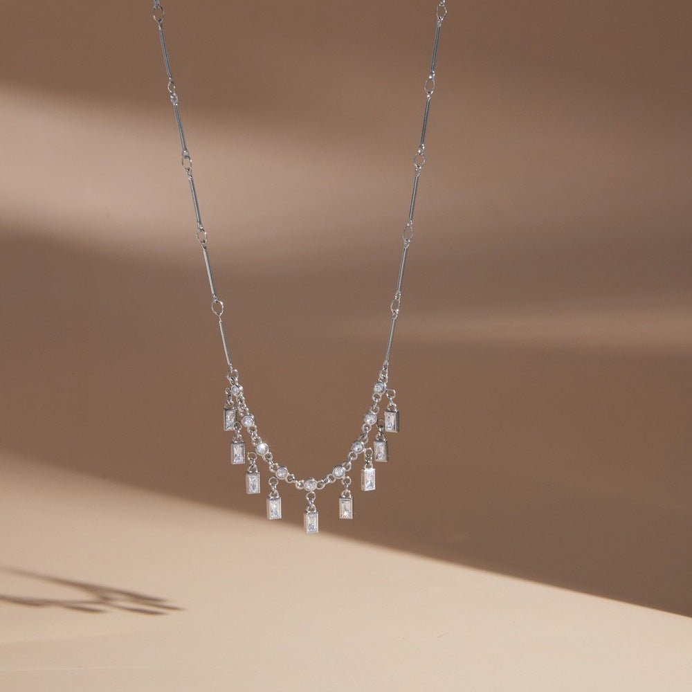 Zircon Tassel Necklace