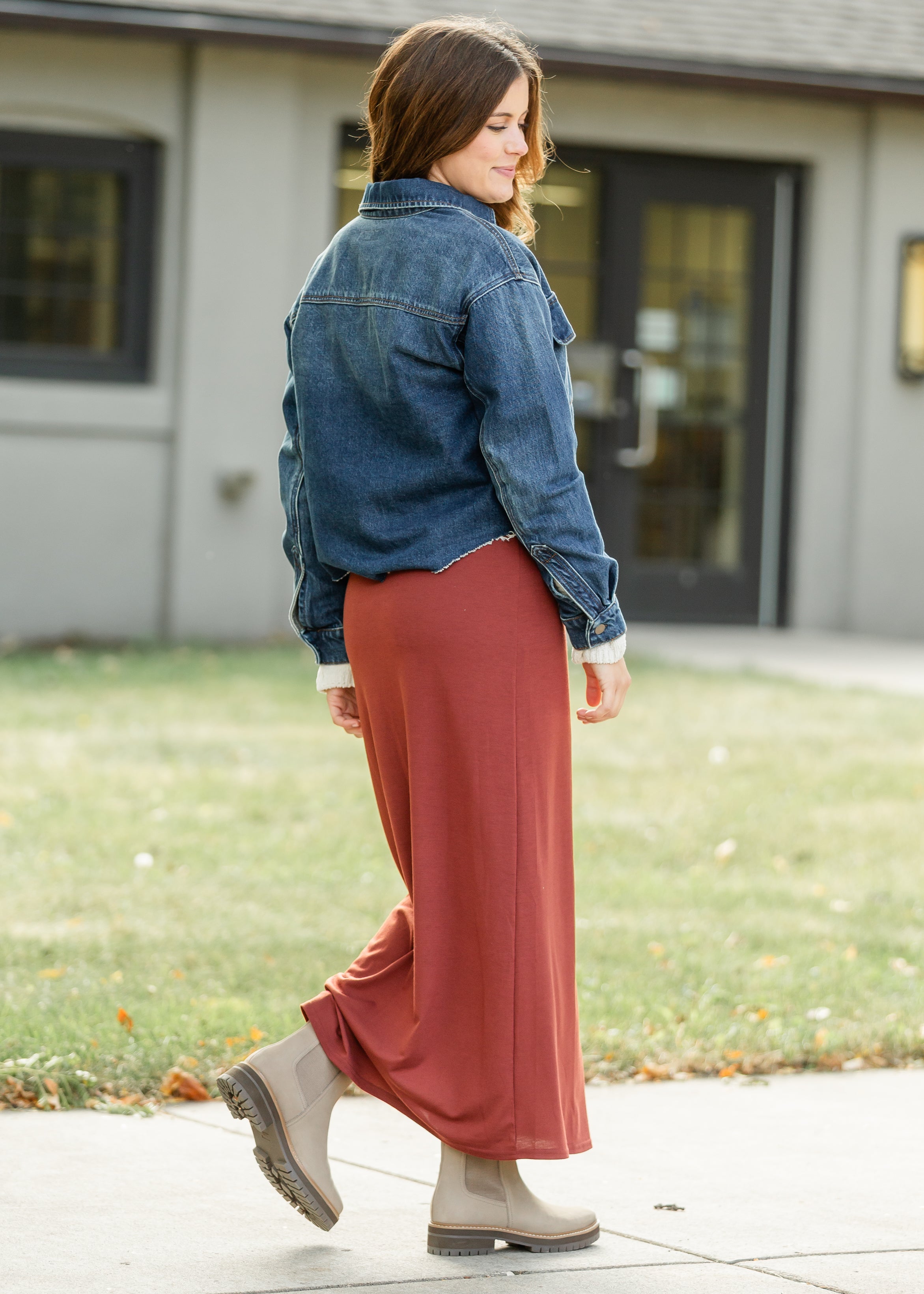 Clarise Rust Premium Knit Maxi Skirt